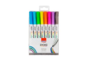 MARCADOR ARTISICO EVOKE OUT LINE BRW BLISTER C/ 8 CORES