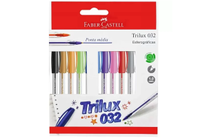 CANETA ESFEROGRAFICA TRILUX FABER MEDIA PCT 10 CORES