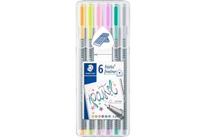 CANETA STAEDTLER FINELINER TRIPLUS PASTEL 0.3MM ESTOJO C/ 6 CORES